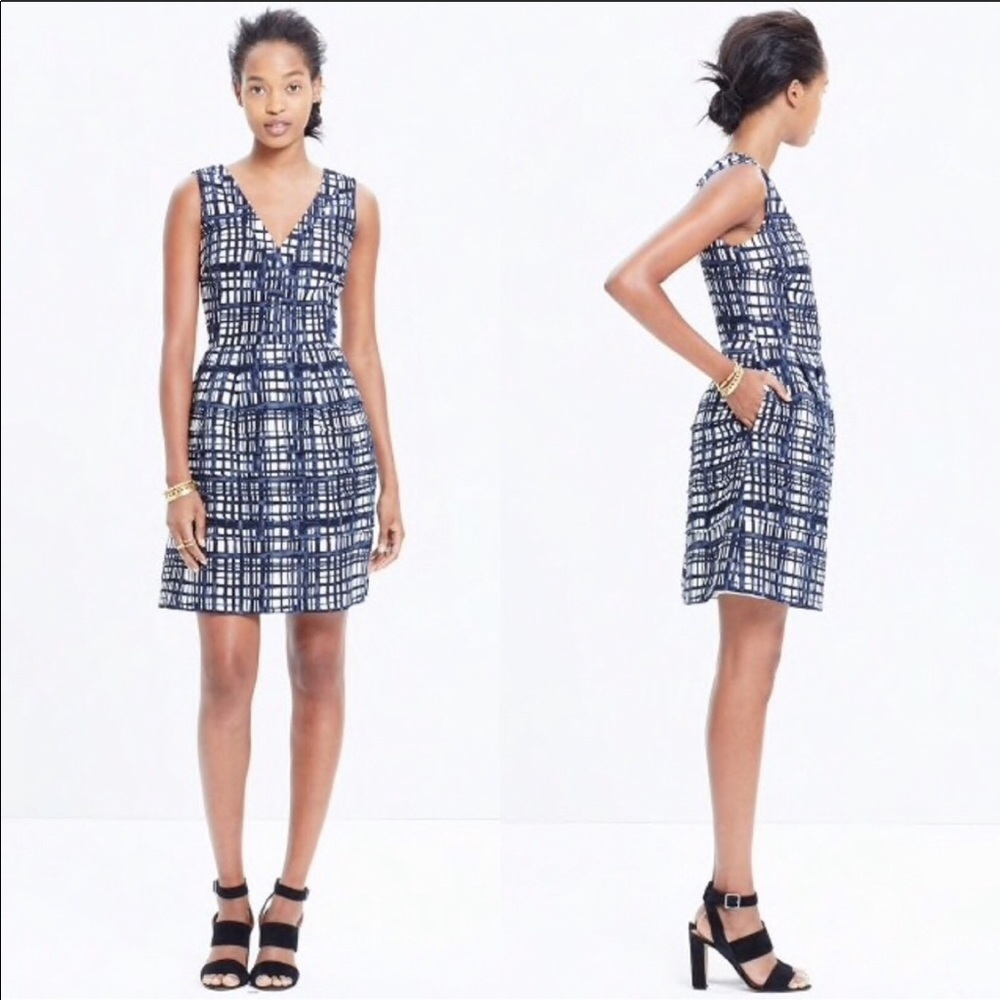 NWT Madewell Midnight Dress in Brushstroke Plaid
